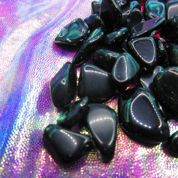 Black Obsidian Tumbled 3 Ounce Grid Set - Picture 3 of 6